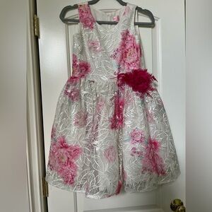 Zoe LTD White and Pink Floral Dress Girls 14